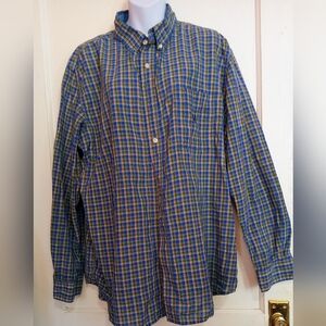 🛍️ BUNDLE ONLY 🛍️Chaps Blue and Yellow Checkered Casual Button Down Shirt